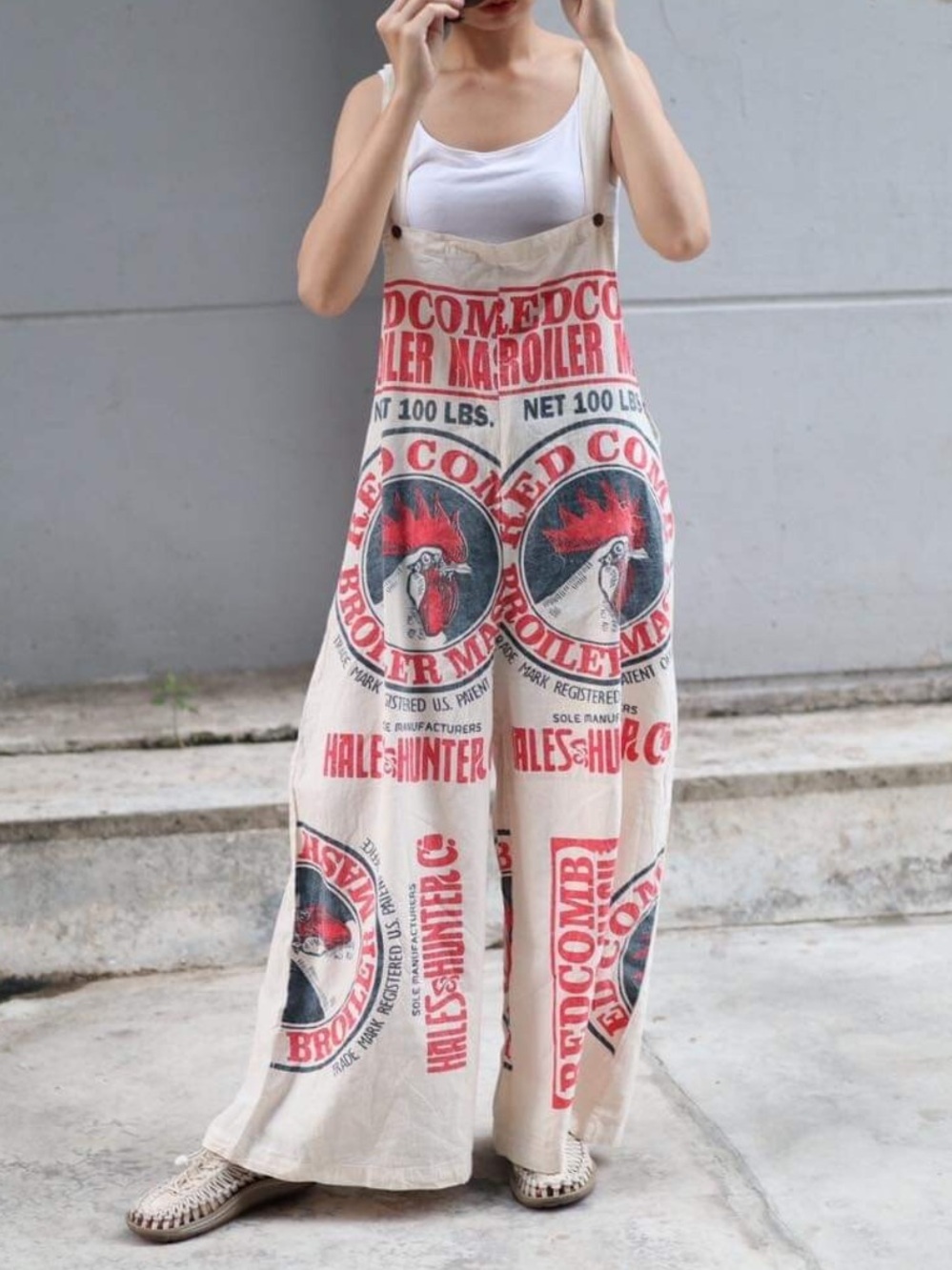 NEW Vintage Sack Chicken Print Overalls